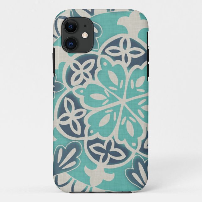 Coques Case-Mate iPhone Tuile bleue I de batik (Dos)