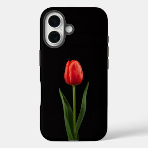 Coques iPhone 16 Tulipe Rouge Rubis Noir 4 Luxe iPhone 16 Mate