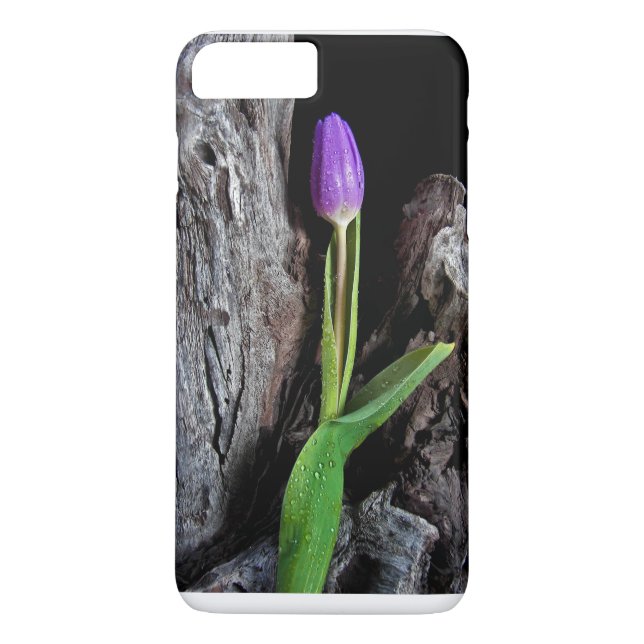 Coques Case-Mate iPhone tulipe violette profonde sur bois flotté (Dos)