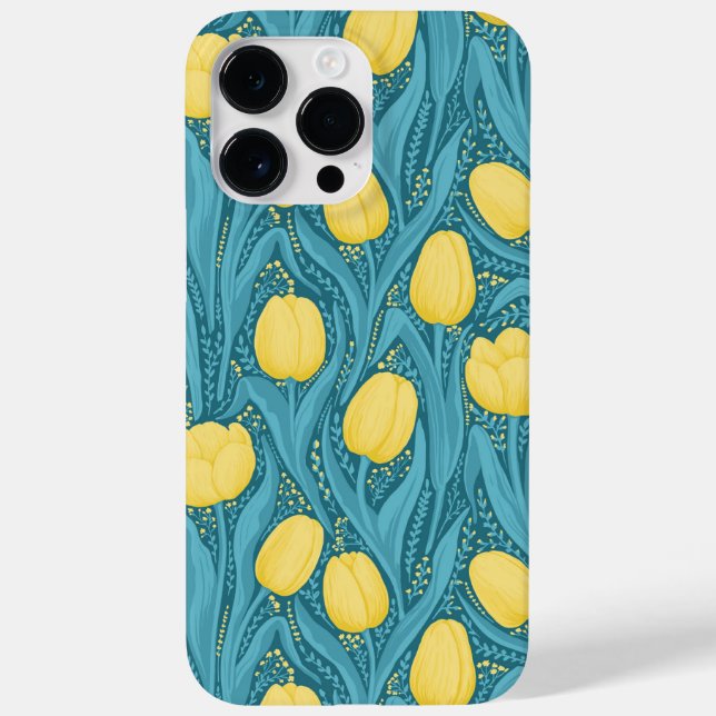 Coques Case-Mate iPhone Tulipes en bleu et jaune (Verso)