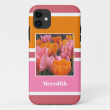 Tulipes orange rose gras personnalisé