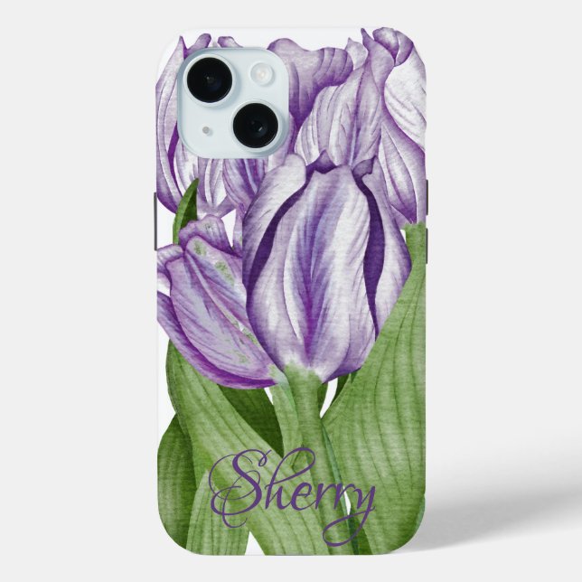 Coques Case-Mate iPhone Tulipes violettes à temps pour le printemps (Verso)