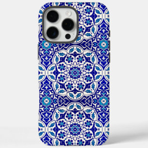 Coques iPhone 16 Pro Max Turc ottoman coloré Iznik bleu blanc Motif