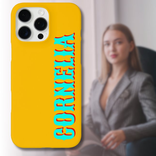 Coques Case-Mate iPhone Turquoise 3D Rouge Nom moderne | Ambre drôle (Créateur téléchargé)