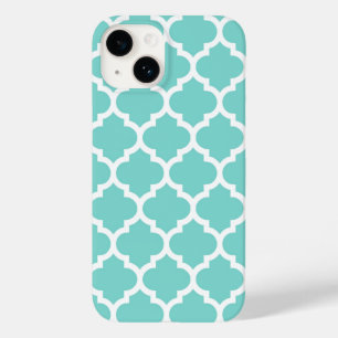 Coques Pour iPhone Turquoise Aqua Blanc Motif Quatrefoil Marocain #5