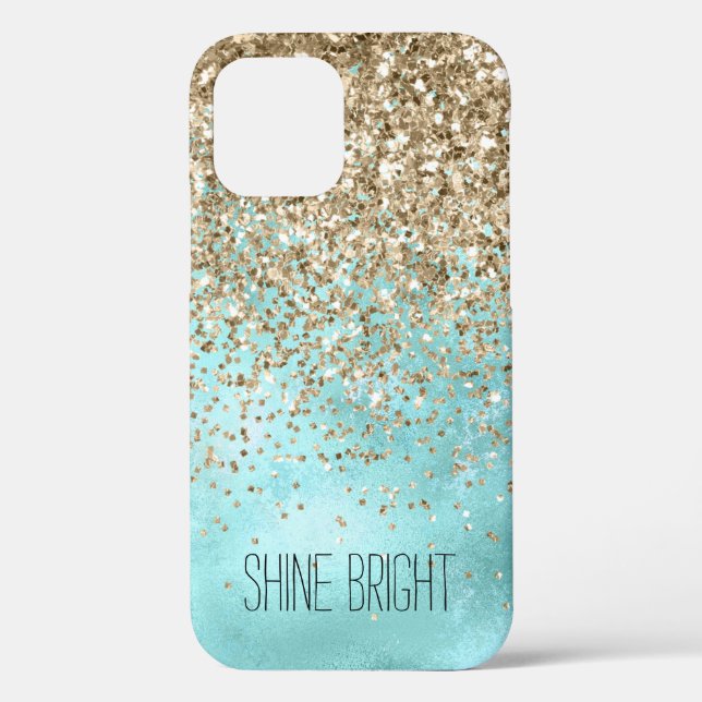 Coques Case-Mate iPhone Turquoise Aqua Gold Glam Parties scintillant étinc (Verso)