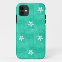 Turquoise avec fleur blanche