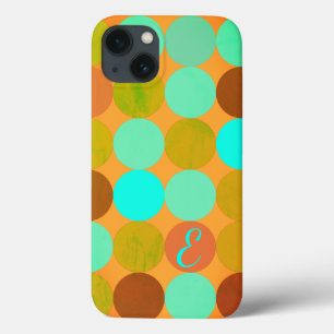 Case-Mate iPhone Case Turquoise Bleu Vert & Cercles Orange Monogramme