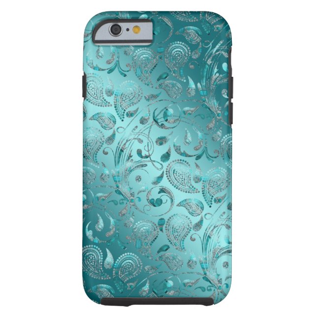 Coques Case-Mate iPhone Turquoise brillante de Paisley (Dos)