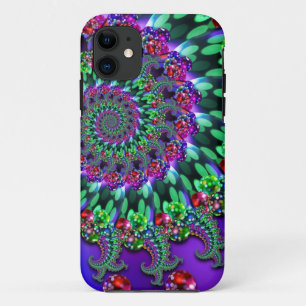 Coque Case-Mate Pour iPhone Turquoise de pourpre de fractale de Bokeh