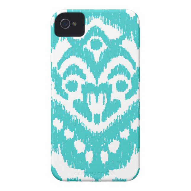 Coques Case-Mate iPhone Turquoise d'Ikat- de zigzag de Megan Adams (Dos)