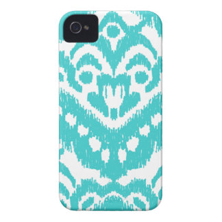 Coque iPhone 4 Turquoise d'Ikat- de zigzag de Megan Adams