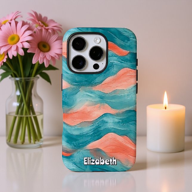Coques Case-Mate iPhone Turquoise et Fuschia Abstrait (Créateur téléchargé)