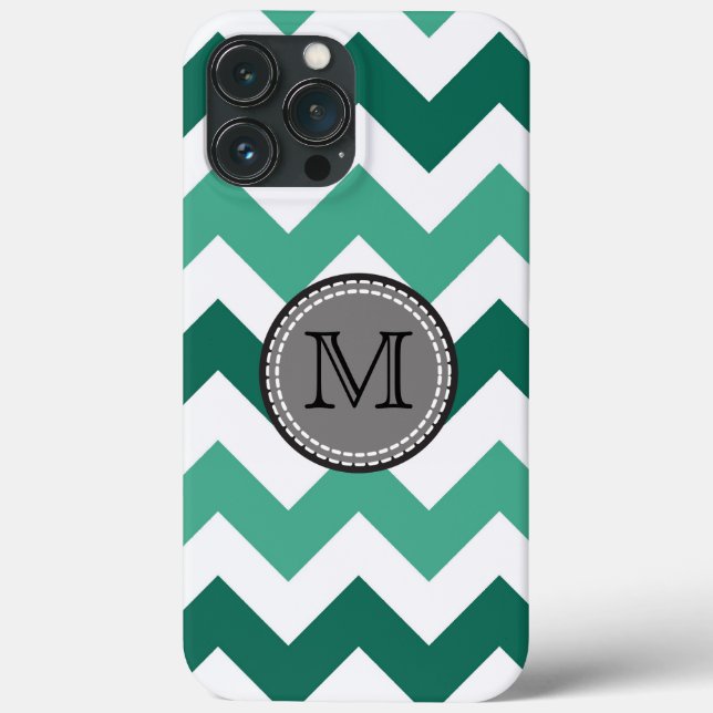 Coques Case-Mate iPhone Turquoise et Mint Chevron Zigzag Monogram (Verso)