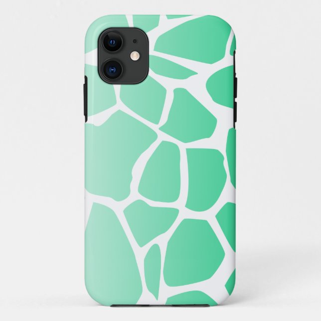 Coques Case-Mate iPhone turquoise imprimé de vache verte abstrait (Dos)