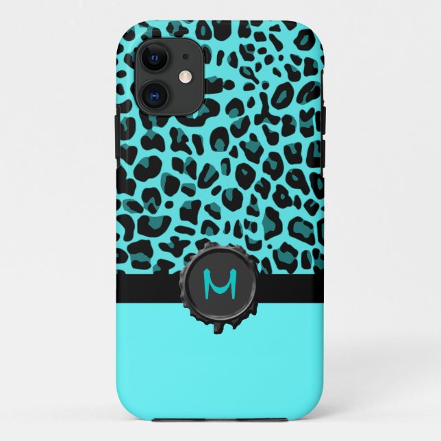 Coques Case-Mate iPhone Turquoise Jaguar Imprimer Monogramme iPhone 5 Coqu (Dos)