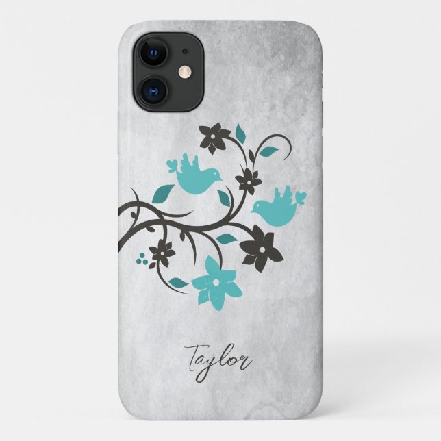 Coques Case-Mate iPhone Turquoise Lovebirds Coque-coque iphone personnalis (Dos)