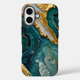 Coques iPhone 16 Turquoise marbling