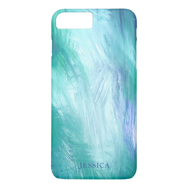 Coques Case-Mate iPhone Turquoise moderne Bleu Vert Abstrait Brush Strokes (Dos)
