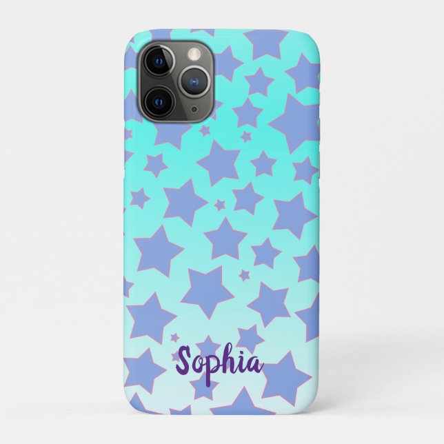 Coques Case-Mate iPhone Turquoise Ombre avec design Star et personnalisati (Dos)