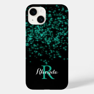 Coque Pour iPhone 14 Turquoise Parkling Ombre Parties scintillant Star 