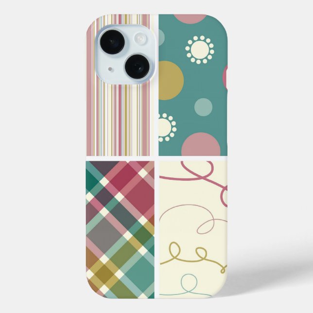 Coques Case-Mate iPhone Turquoise Pourpre Plaid Points de contrôle Scribbl (Verso)
