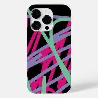 Coque Pour iPhone 14 Pro Turquoise rose violet 80s Festive Motif Multicolor
