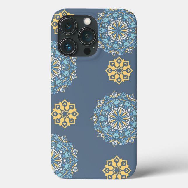 Coques Case-Mate iPhone Turquoise Turquoise bleu et jaune Mandala Art Moti (Verso)