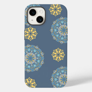 Coque Pour iPhone 14 Turquoise Turquoise bleu et jaune Mandala Art Moti