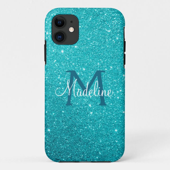 Coques Case-Mate iPhone Turquoise Turquoise Bleu Parkly Parties scintillan (Dos)