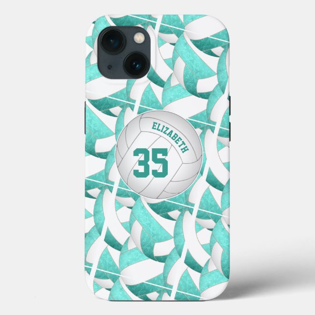 Coques Case-Mate iPhone turquoise turquoise personnalisée filles volley-ba (Verso)