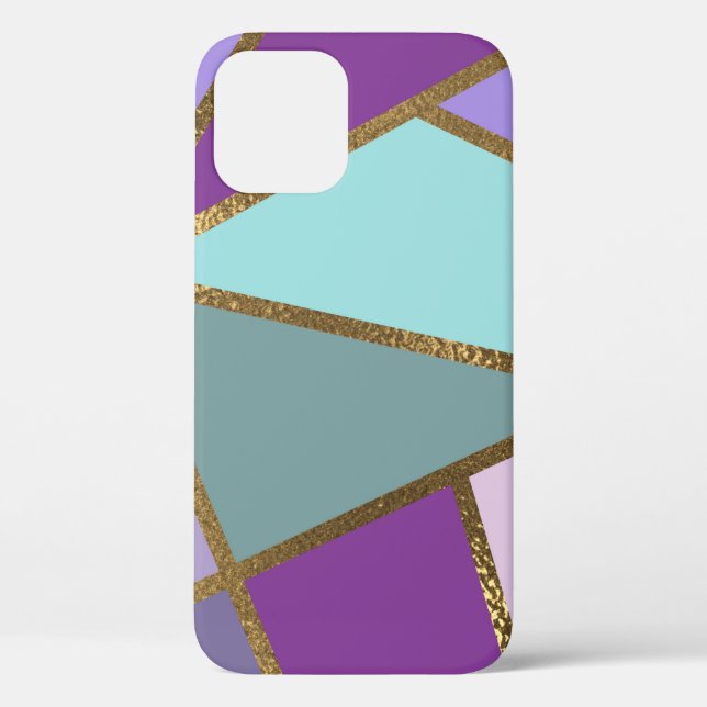 Coques Case-Mate iPhone Turquoise Turquoise violet et bronze Or géométriqu (Verso)