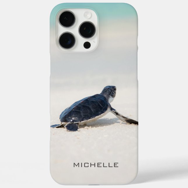 Coques Case-Mate iPhone Turtle Beach Voyage Nom personnalisé | Nature (Verso)
