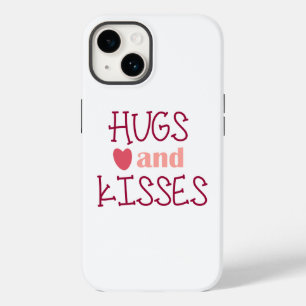Coque Pour iPhone 14 Typographie Câlins et Bisous Cœur Rose Saint-Valen