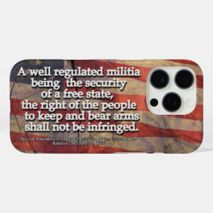 Coques iPhone 16 Pro Typographie du deuxième amendement Drapeau américa