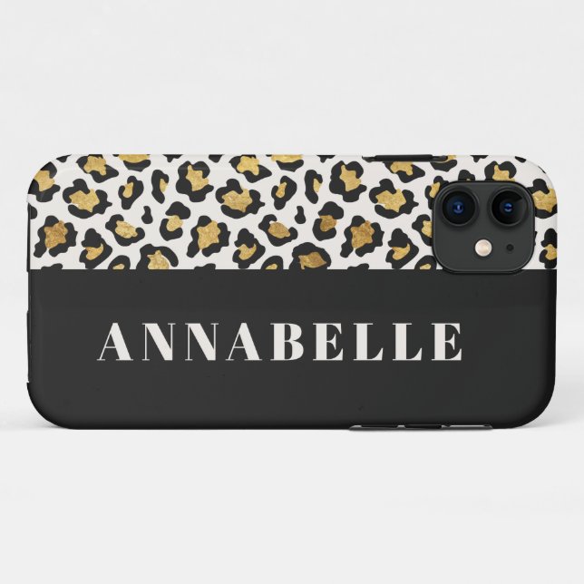 Coques Case-Mate iPhone typographie Empreinte de léopard initiale audacieu (Dos (Horizontal))