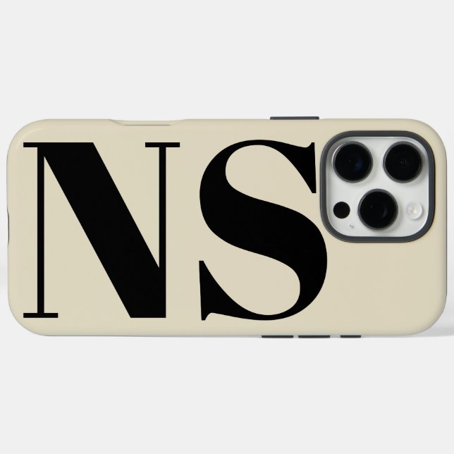 Coques Case-Mate iPhone Typographie en gras Initiales en noir et beige Mon (Verso (horizontal))
