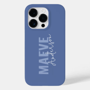 Coque Pour iPhone 14 Pro Typographie minimaliste moderne bleu poussiéreux é