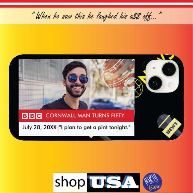 Coques Case-Mate iPhone UK British Funny 50th Birthday Fake News (funny gift)
