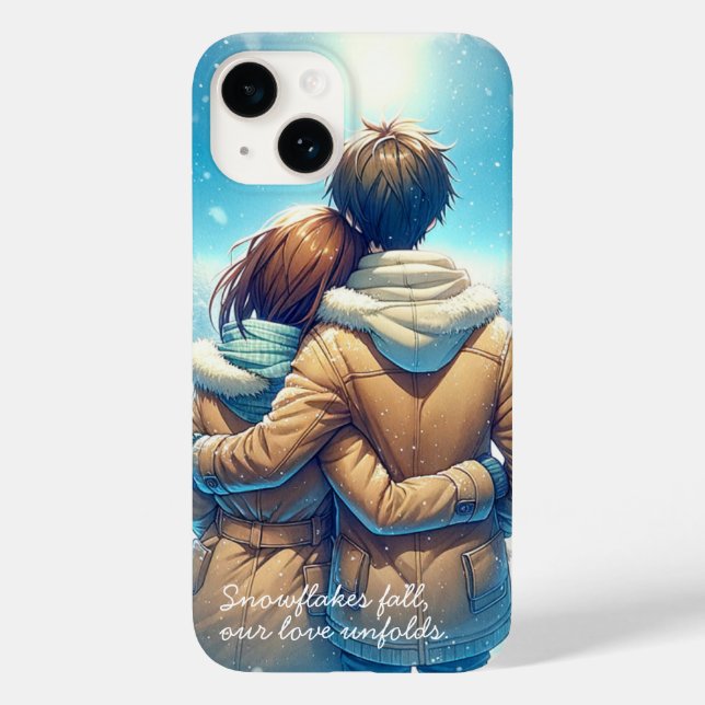 Coques Case-Mate iPhone Un couple d'hiver romantique sur le téléphone (Verso)