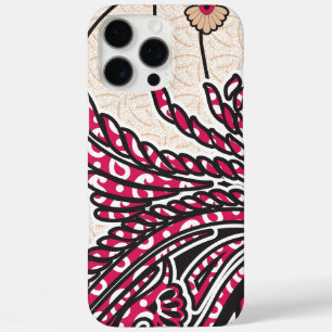Coques iPhone 16 Pro Max Un design cachemire décoratif avec rouge vif et ép