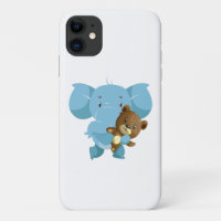 Un éléphant avec ours en peluche