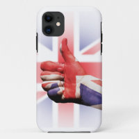 Un gros pouce "comme" avec le drapeau Union Jack