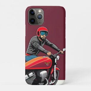 Case-Mate iPhone Case Un Homme Illustré Monte Retro Red Motorcycle
