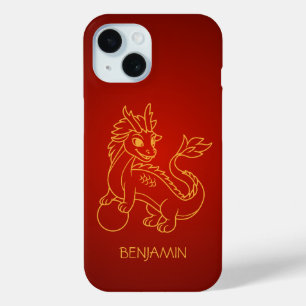 Coque Pour iPhone 15 Un jeune dragon chinois en rouge