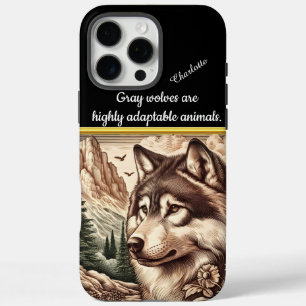 Coques iPhone 16 Pro Max Un loup majestueux contemple un paysage tranquille