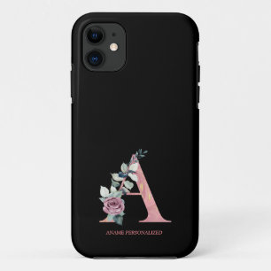 Case-Mate iPhone Case Un Monogramme Floral Nom Lettres Porte - clé Rose