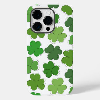 Coque Pour iPhone 14 Pro Un trèfle vert chanceux. Shamrock hiérarchique.