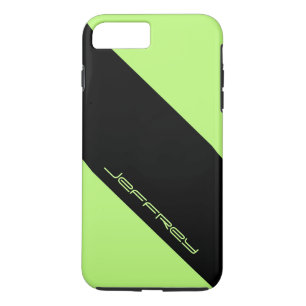 Coques Pour iPhone Une bande verte et noire moderne, nom personnalisé