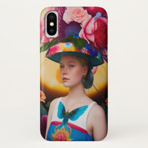 Case-Mate iPhone Case Une dame avec un casquette solaire à fleurs